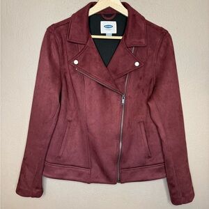 Old Navy Women's Faux-Suede Moto Jacket in Reddy or Not Size Medium Biker Boho